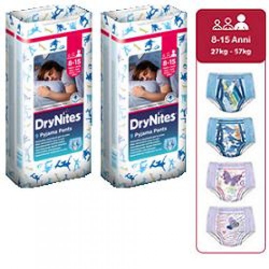 PANNOLINO HUGGIES DRYNITES 8/15 ANNI GIRL L 27/57KG 9 PEZZI