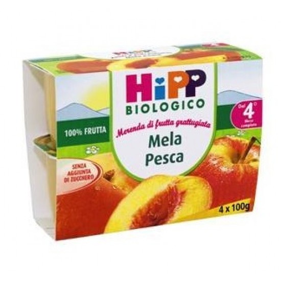 HIPP BIO FRUTTA GRATTUGGIATA MELA PESCA 4X100 G