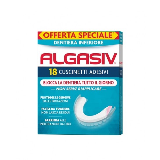 ALGASIV ADESIVO PER PROTESI DENTARIA INFERIORE 15 PEZZI OFFERTA SPECIALE + 3 PEZZI