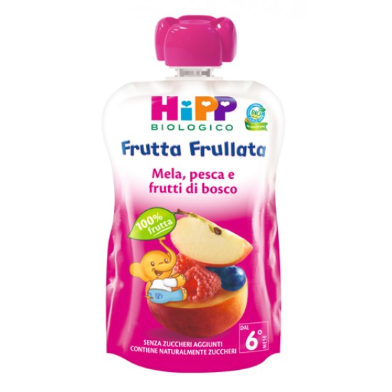 HIPP BIO FRUTTA FRULLATA MELA PESCA FRUTTI DI BOSCO 90 G