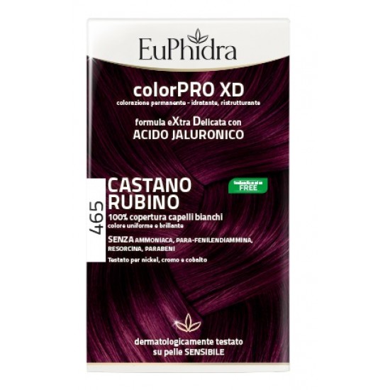 EUPHIDRA COLORPRO XD 465 CAST RUBINO GEL COLORANTE CAPELLI IN FLACONE + ATTIVANTE + BALSAMO + GUANTI