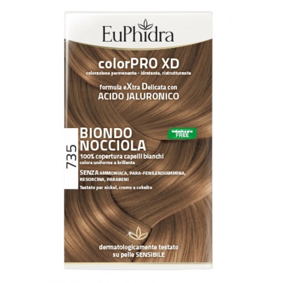 EUPHIDRA COLORPRO XD 735 BIONDO NOCCIOLA GEL COLORANTE CAPELLI IN FLACONE + ATTIVANTE + BALSAMO + GUANTI