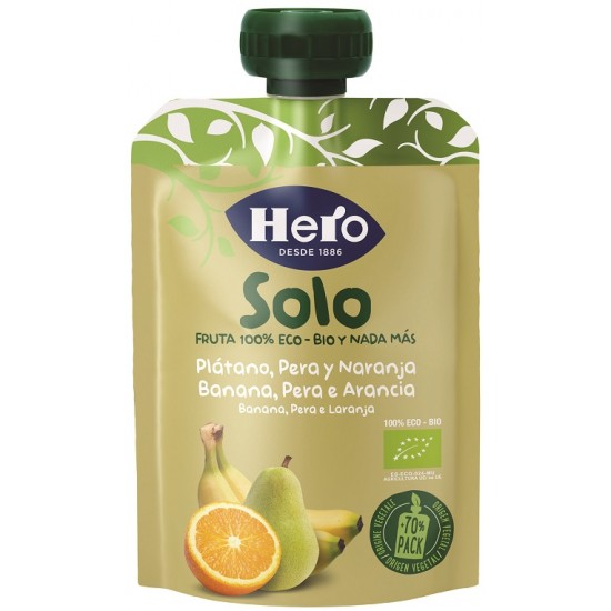 HERO SOLO FRUTTA FRULLATA 100% BIO BANANA PERA ARANCIA 100 G