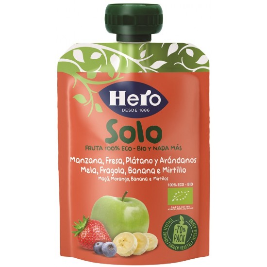 HERO SOLO FRUTTA FRULLATA 100% BIO MELA BANANA FRAGOLA 100 G