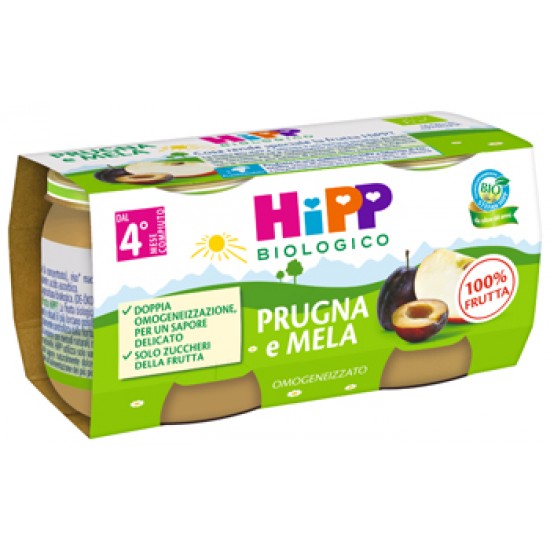 HIPP BIO OMOGENEIZZATO PRUGNA E MELA 2 X 80 G