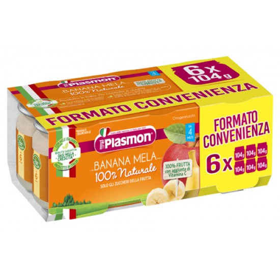 PLASMON OMOGENEIZZATO BANANA/MELA 6 X 104 G