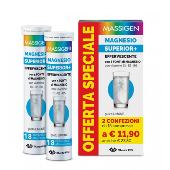 MASSIGEN MAGNESIO SUPERIOR 18+18 COMPRESSE EFFERVESCENTI