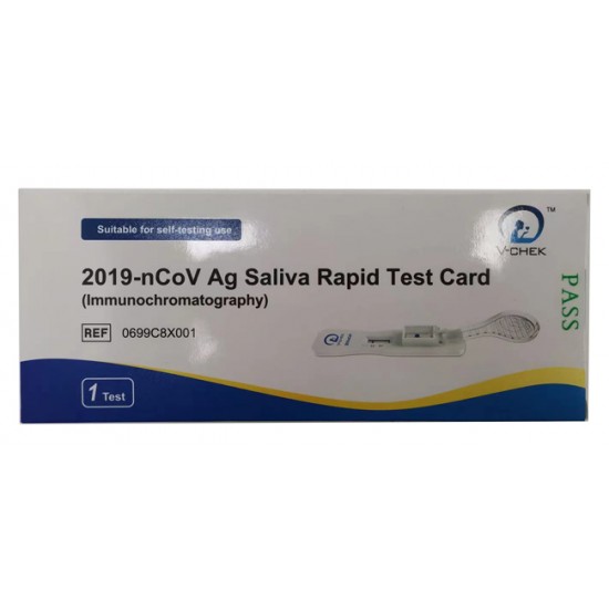 TEST ANTIGENICO RAPIDO COVID-19 V-CHEK AUTODIAGNOSTICO DETERMINAZIONE QUALITATIVA ANTGENI SARS-COV-2 IN TAMPONI SALIVARI MEDIANTE IMMUNOCROMATOGRAFIA