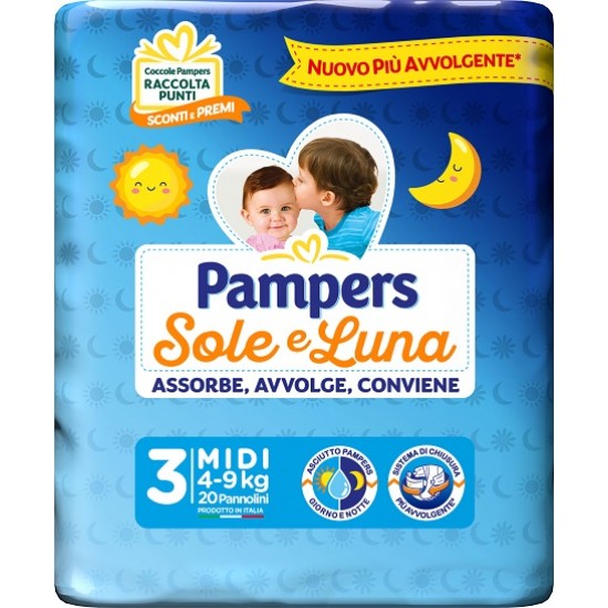 PAMPERS SOLE LUNA MIDIDI 20 PEZZI