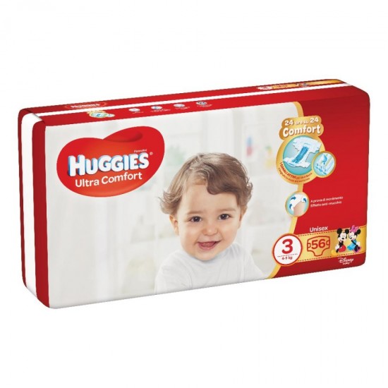 PANNOLINO HUGGIES ULTRA COMFORT GRANDE 3 56 PEZZI