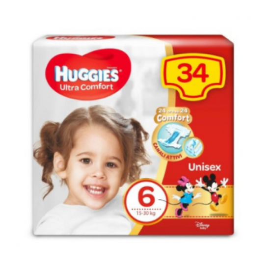 PANNOLINO HUGGIES ULTRA COMFORT GRANDE 6 34 PEZZI