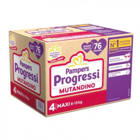 Pampers Progressi Mutandina Quadri 4 misura 8-15kg 76 Pezzi