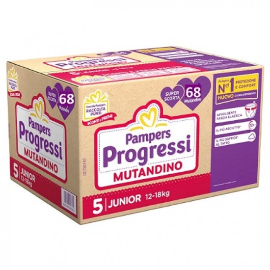 Pampers Progressi Mutandina Quadri 5 MISURA 12-18kg 68 Pezzi